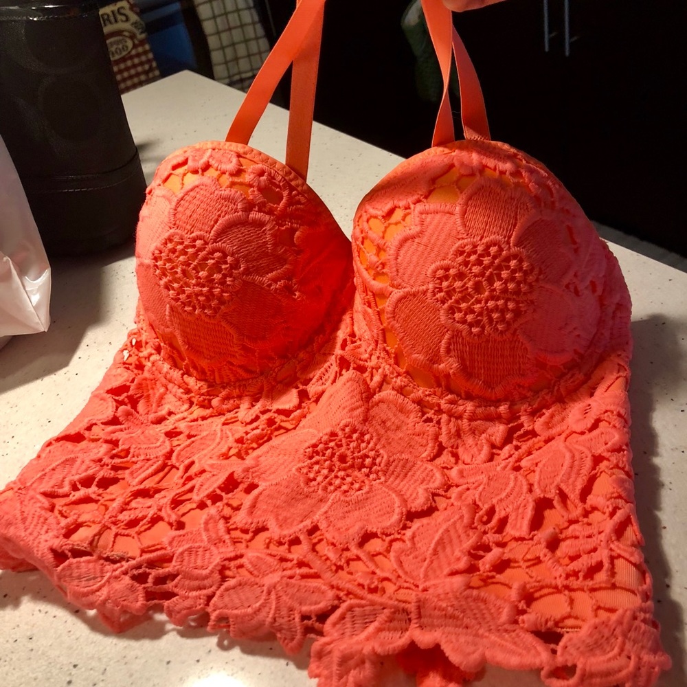 Neon coral corset